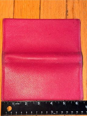Women’s pink Longchamp checkbook leather cover vintage